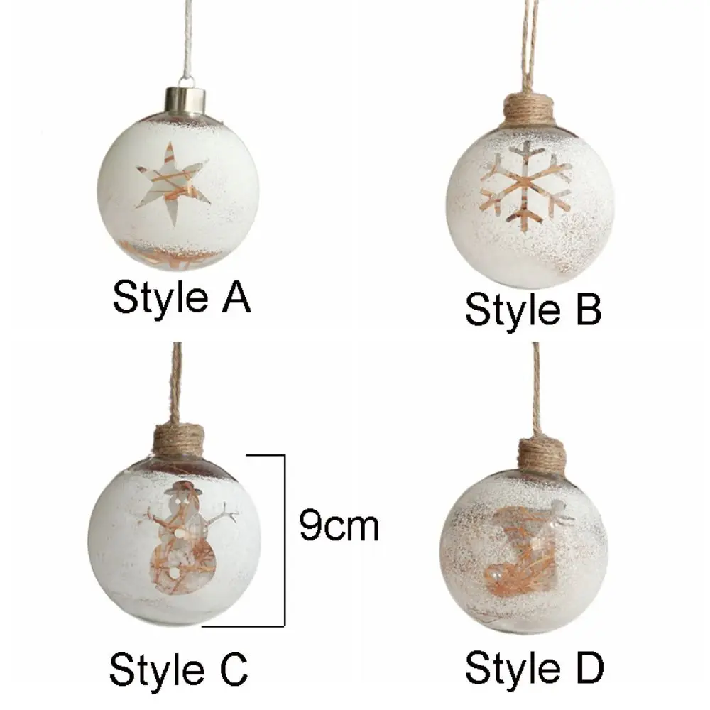 DIY 9CM Kerstboom Decoratie Bal Glas Hangende Kersthanger Witte Sneeuw Feestartikelen Kerst Ornamenten Nieuwjaar