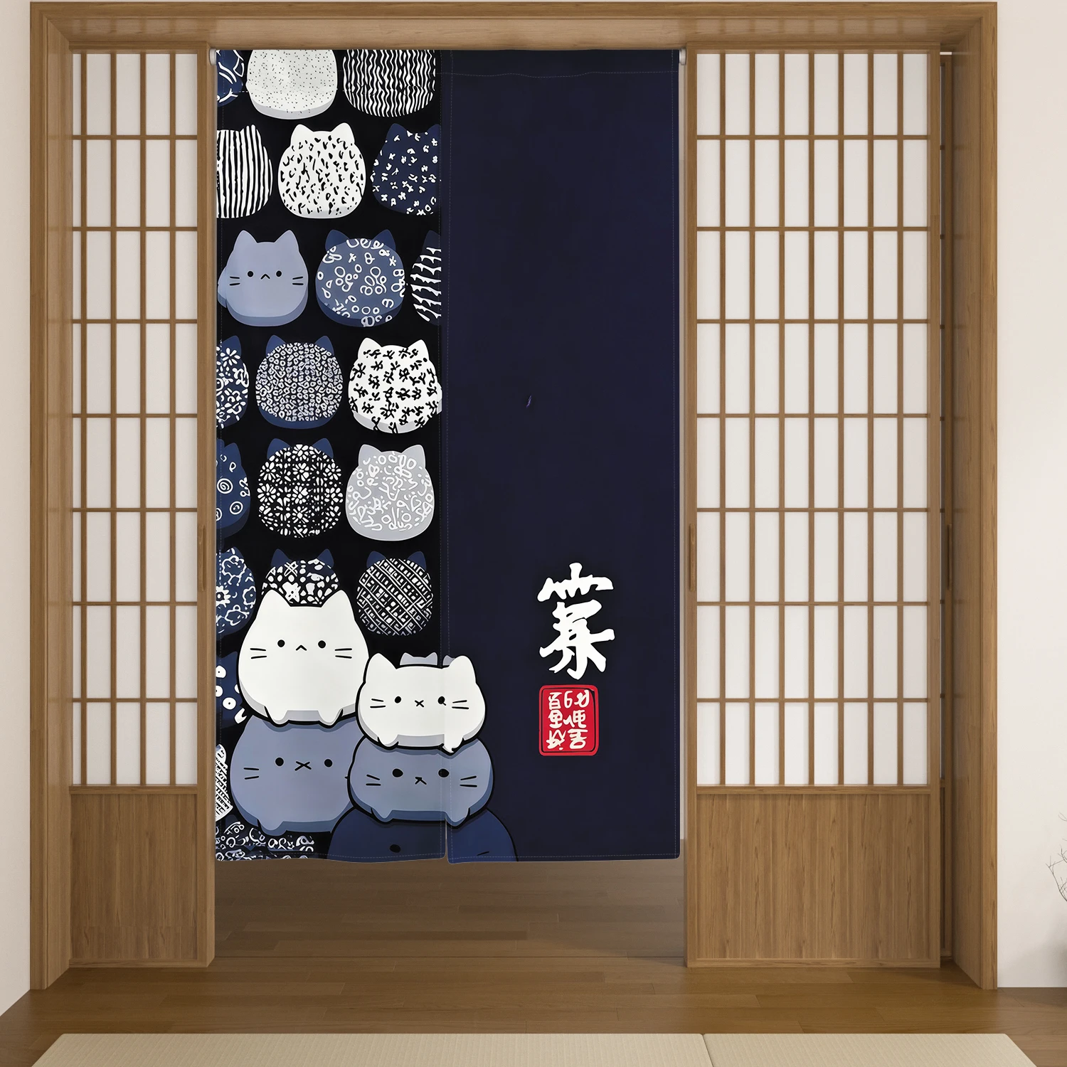 日本の能縫いドアカーテン招き猫鯉魚居酒屋ダイニングルーム仕切 - Noren Curtain Doorway のレビューと価格