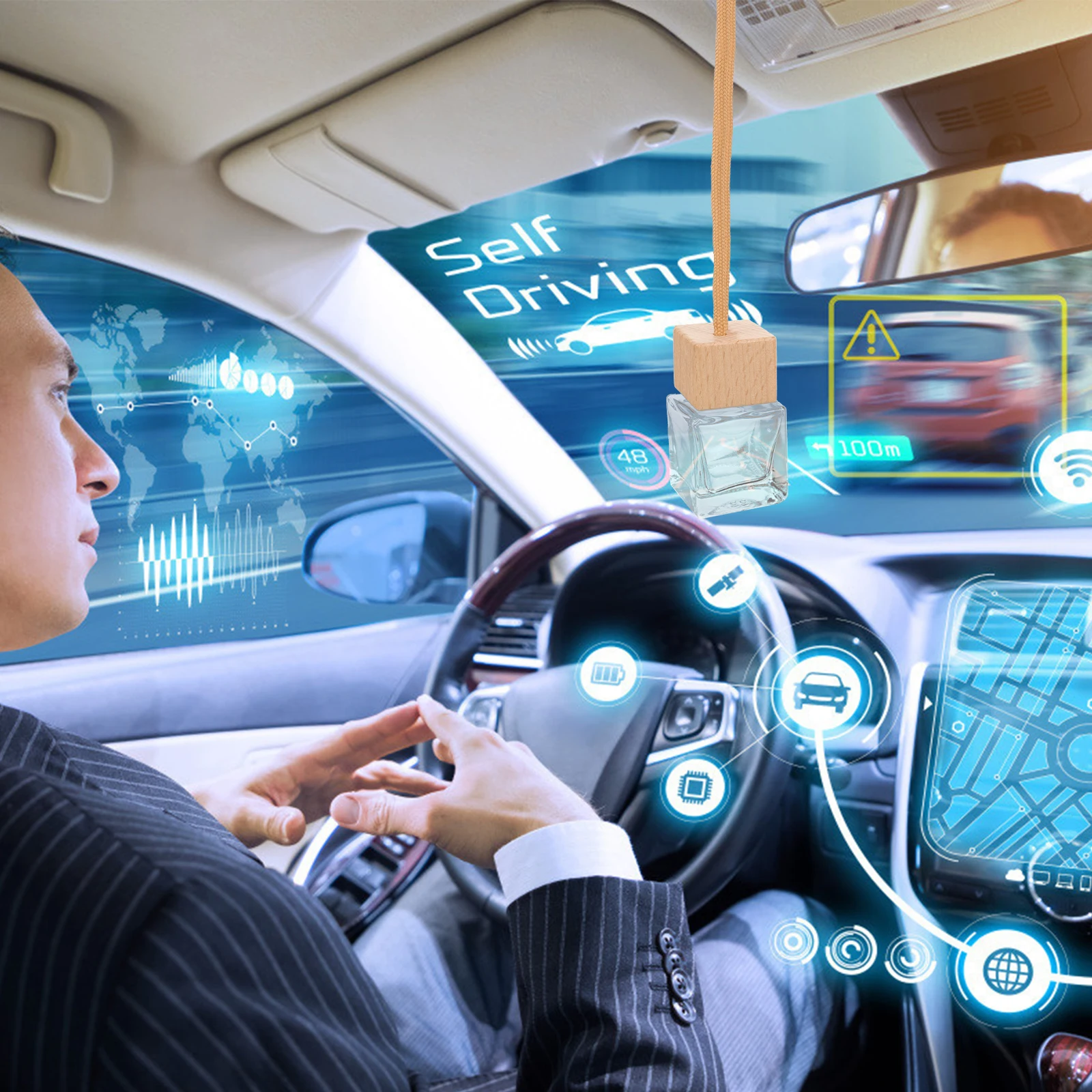 

10Pcs Car Perfume Bottle Pendants Transparent Glass Diffuser Bottles Refillable Aromatherapy Bottles Car Air Freshener