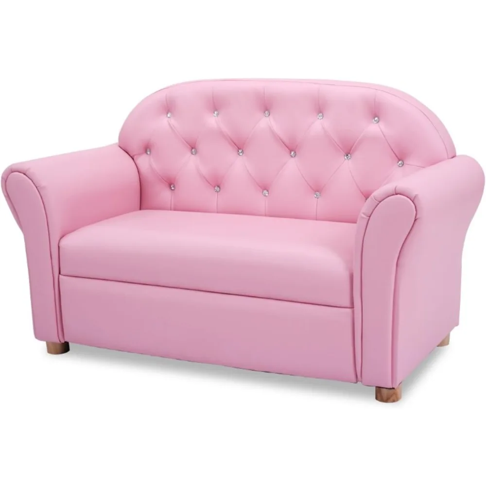 

Kids Sofa, 2 Seat Touch Couch Lounger Chair, Cute Gem Studs, Children Comfy Loveseat Sofa Bed for Playroom Daycare Furniture