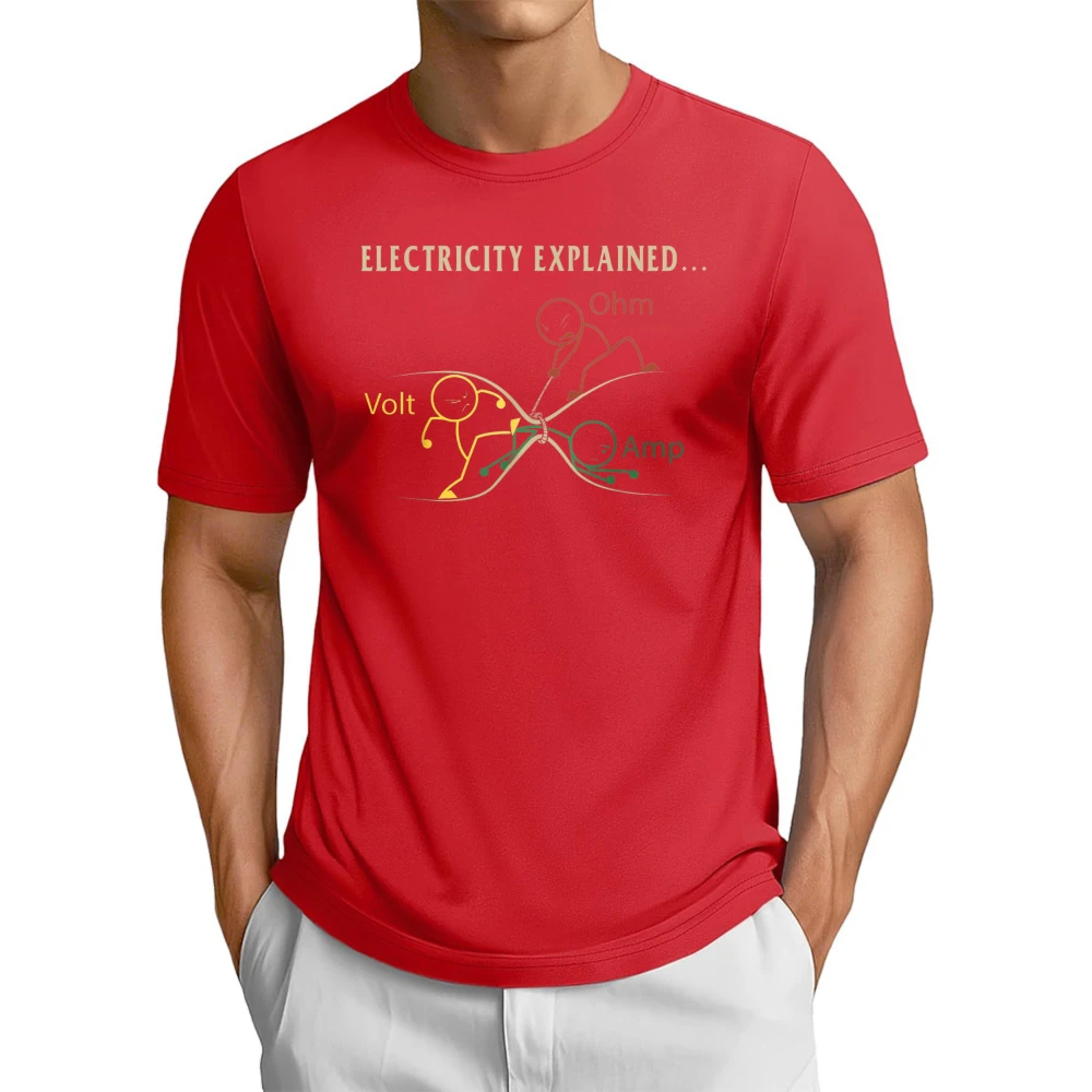 Funny Ohm Law Electricity Explained Gift for Electric Physics Science T-Shirt Casual Fashion Loose Harajuku Man Women Clothing