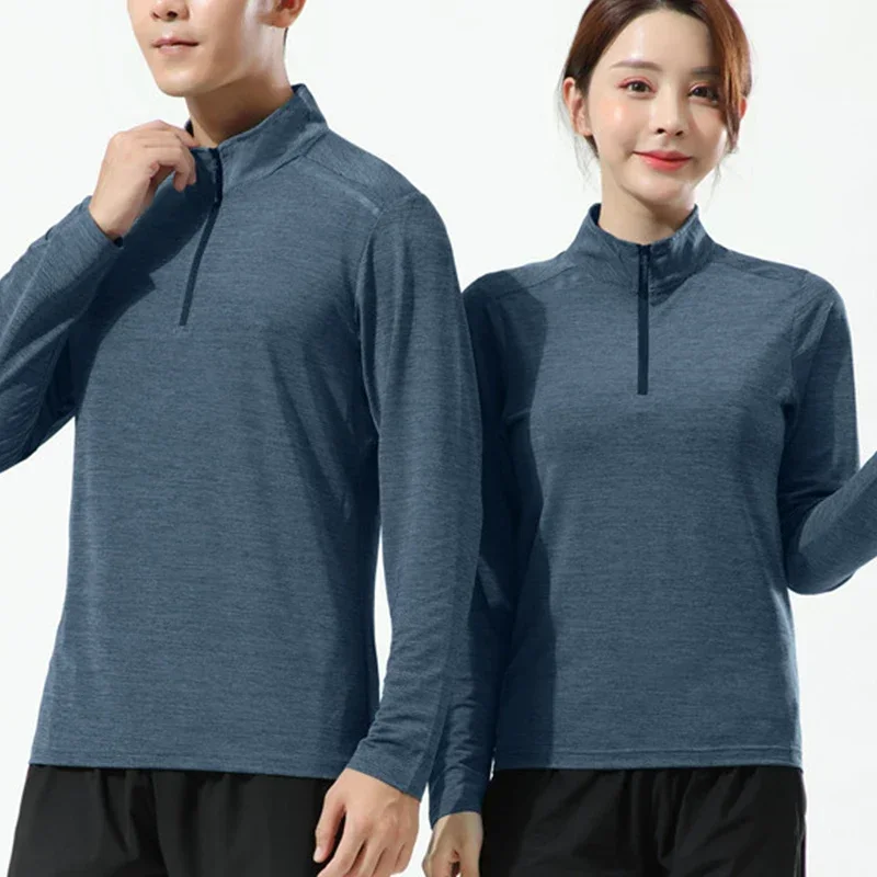 Men's Quick Dry Stand Up Neck Training Fitness Running Long Sleeve Casual Thin Outdoor Golf Top with Half Zip Muscle Fit Shirt