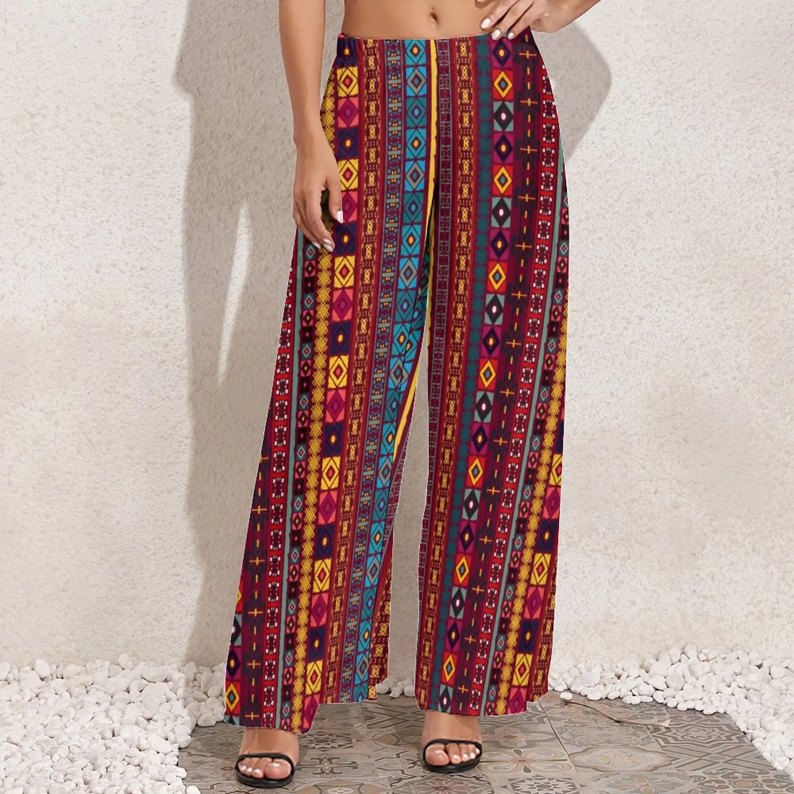 Tribal Print Pants Womens Vintage Ethnic Boho Street Fashion Trousers High Waist Sexy Wide Pants Gift