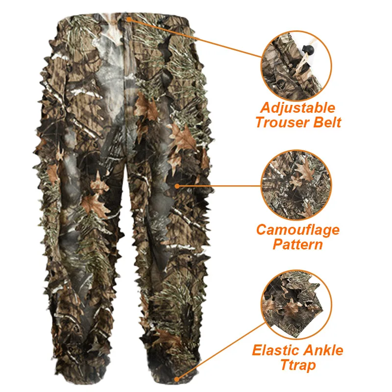 Immagine 5: Tuta Mimetica Ghillie 3D con Foglie, Leggera, per Caccia, Tiro e Airsoft