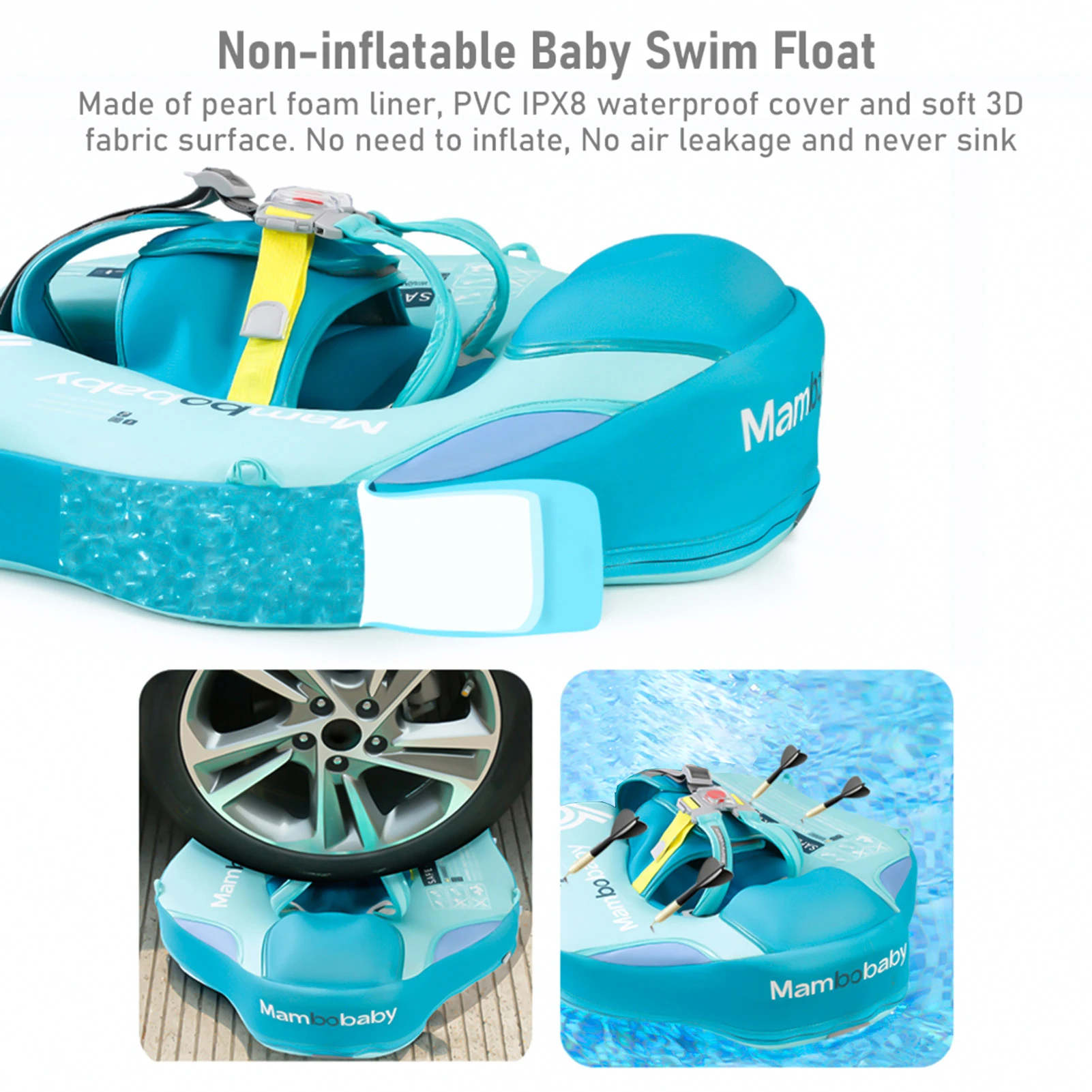 Flotador para bebé no inflable con dosel Anillo de natación para bebé acostado Entrenador de natación para piscina para bebés de 3-24 meses