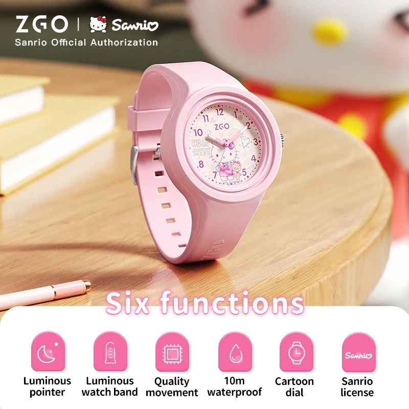 Zgo X Lil\' hellokitty Kuromi jam tangan Bahan womankids Boys Girls original waterproof quartz watch cute gift 877