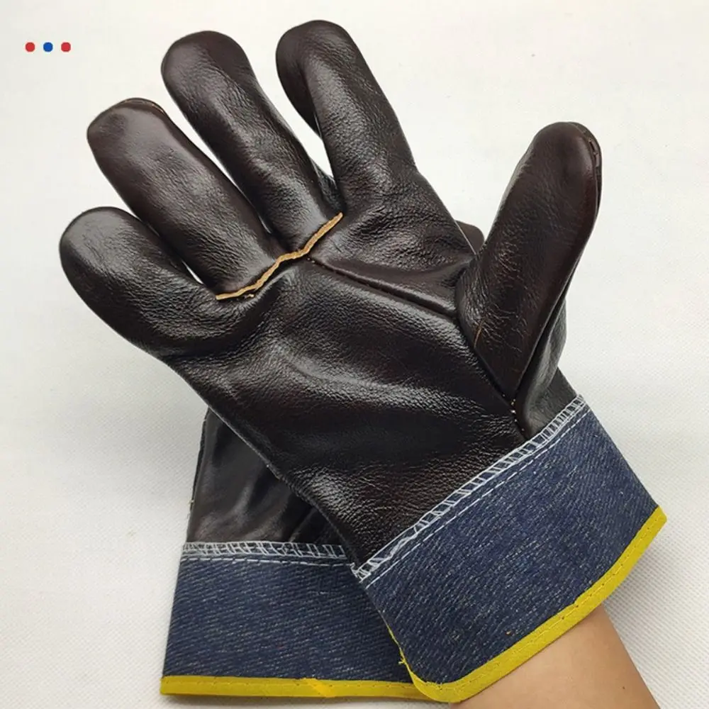 

1 пара устойчивых к истиранию сварочных перчаток из воловьей кожи, утолщенные кожаные рабочие перчатки для защиты труда, устойчивые к проколам конструкции