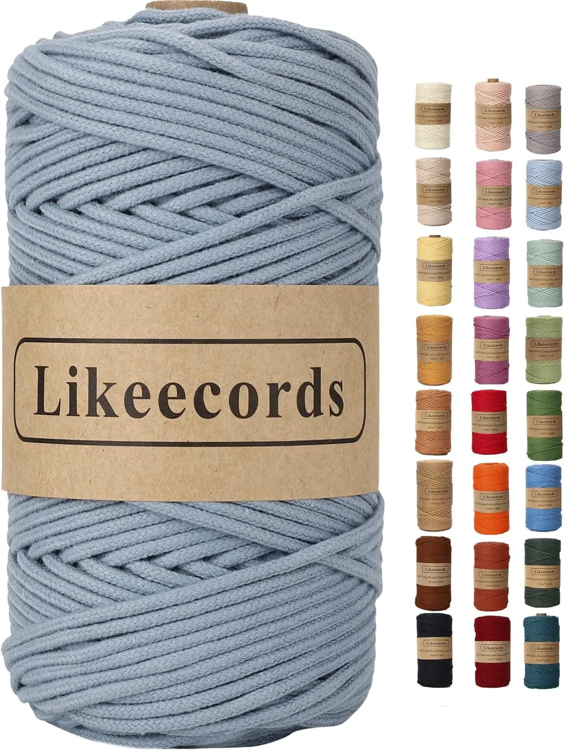 

Натуральный хлопковый шнур для макраме 3 мм, 100 м, мягкая крученая нить для поделок, подвесок для растений и домашнего декора, синий