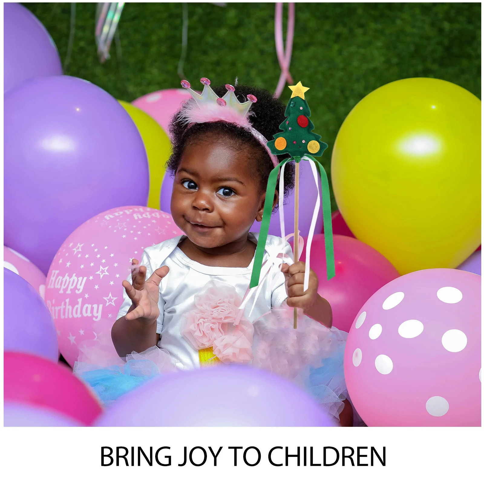 Christmas Tree Fairy Wand Handheld Dress-Up Wand Xmas Tree Shaped Kids Stage Performance Prop Party Decoration