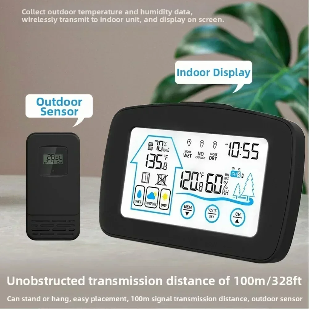 

Cordless Indoor Outdoor Thermometer With Accurate Temperature And Humidity Readings, LCD Display, Battery-Free Design For Home,
