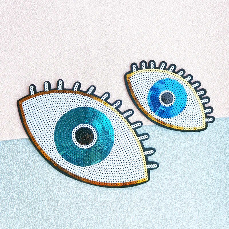 

DIY Size Eyelash Embroidery Patch, Polyester Fiber, Sewing and Ironing, Eye Clothing Accessories, Size