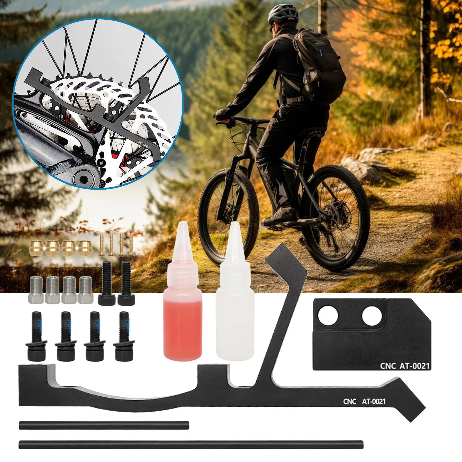 

Disc Brake Adapter Aluminum Alloy Mount Bracket Fit 203mm/220mm Bicycle Disc Brake Conversion Kit For Riding Safety Mountain