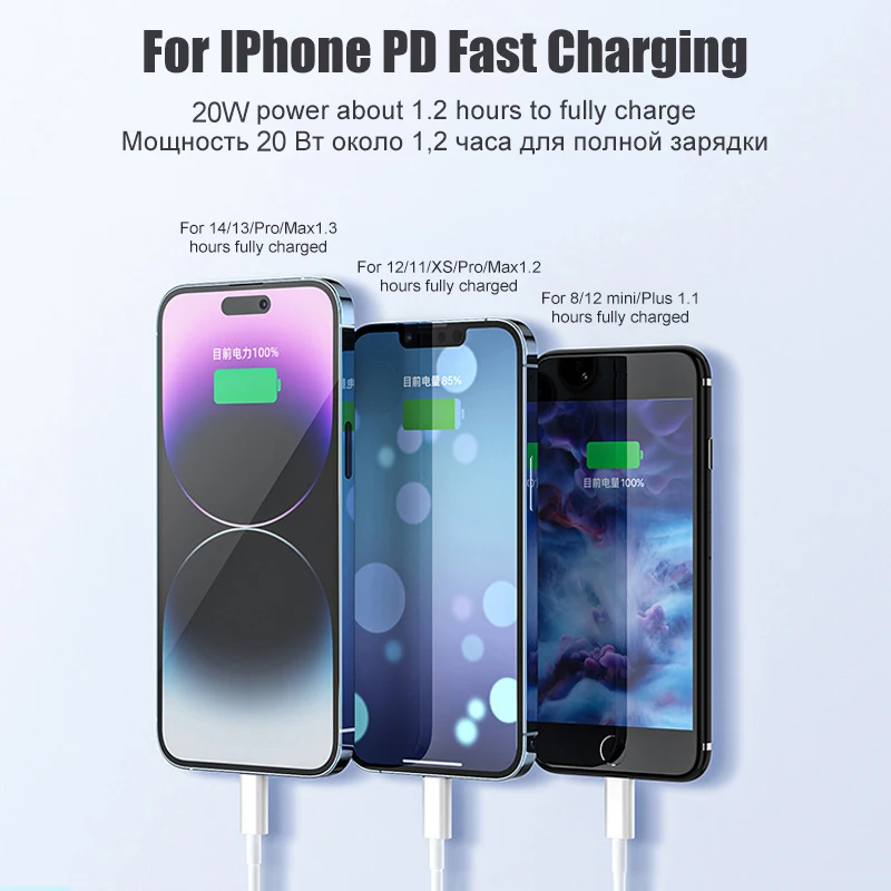 كابل شاحن USB من النوع C إلى البرق ، شحن سريع ، ملحقات خط البيانات ، Apple iPhone 14 ، 13 ، 12 ، 11 Pro Max ، 8 Plus ، 20W ، PD