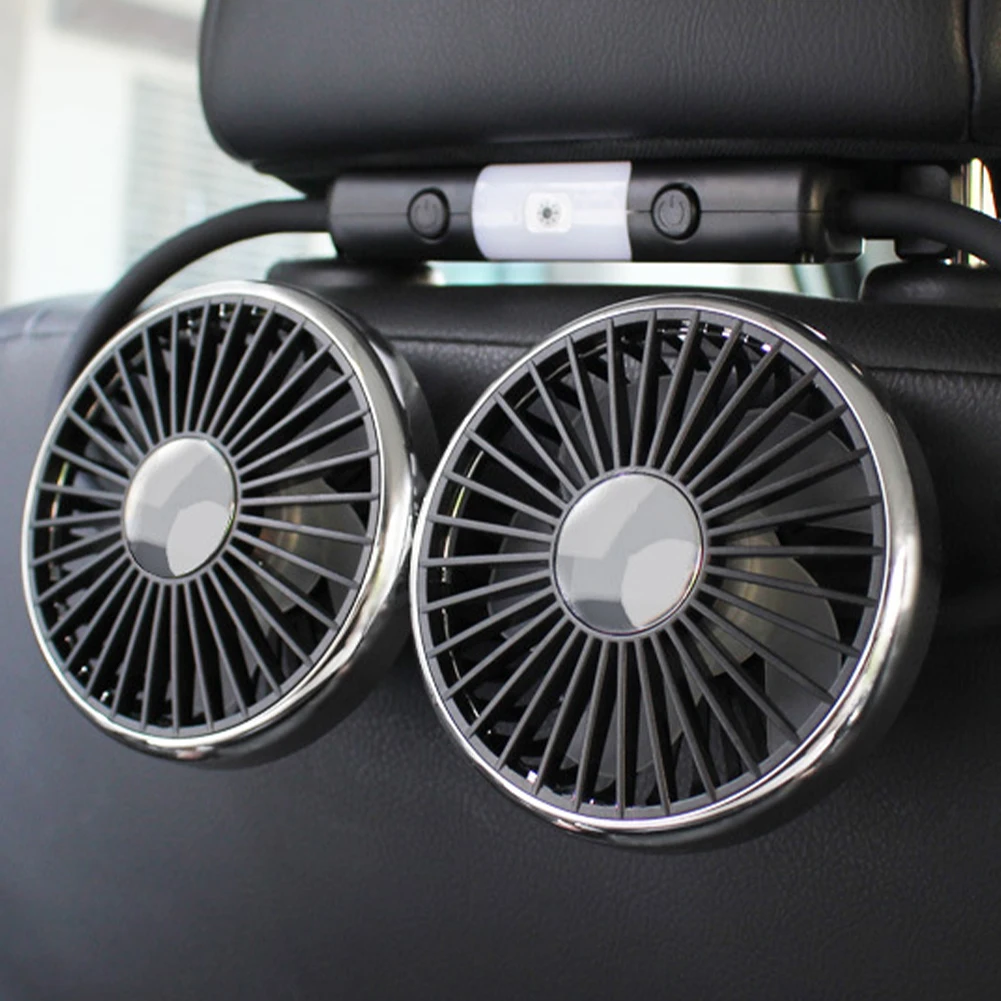 Practical Accessibility Dual Head Car Clip Fan for Front/Rear forSEAT with Silicone Hose and Multi Directional Air Supply