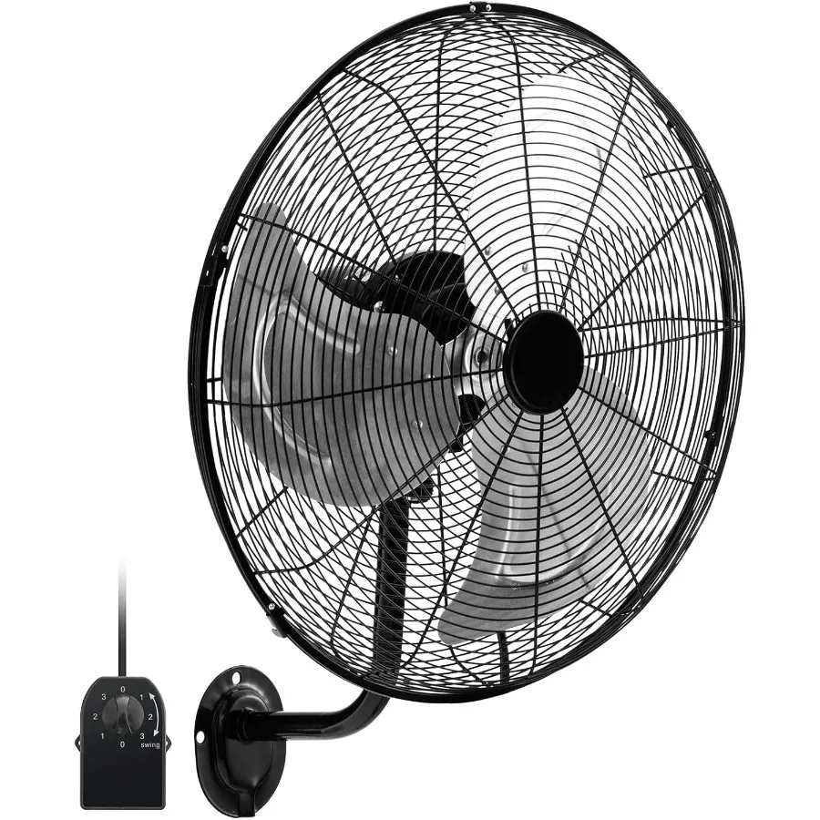 

20-дюймовый настенный вентилятор с алюминиевыми лопастями, промышленный 3-скоростной осциллирующий металлический настенный вентилятор для тяжелых условий эксплуатации для магазина, коммерческого гаража