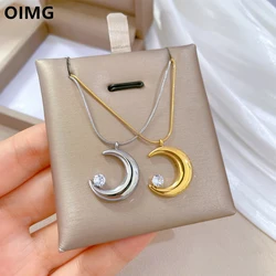 OIMG 316L Stainless Steel Gold Plated Korean Romantic Moon Pendant Neckalce For Women Girls Rustproof Luxury Jewelry No Fade