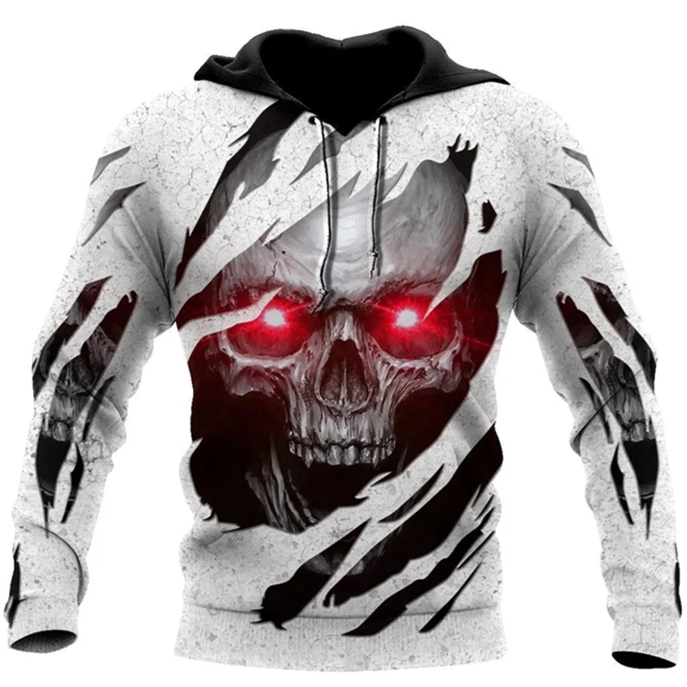 Fashion 3D Skull Print Hoodies For Men Autumn Sweatshirts Hip Hop Trend Harajuku Vintage Clothes High Quality Loose Tops