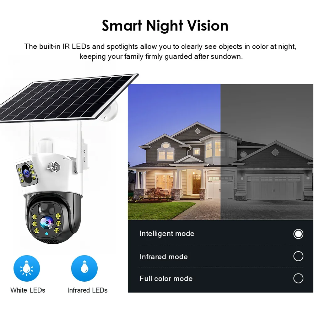 8MP 4G Camera With Solar Panel V380 Pro Outdoor Surveillance IP Camera Support Color Night Vision PIR Motion Detection V380 Cam
