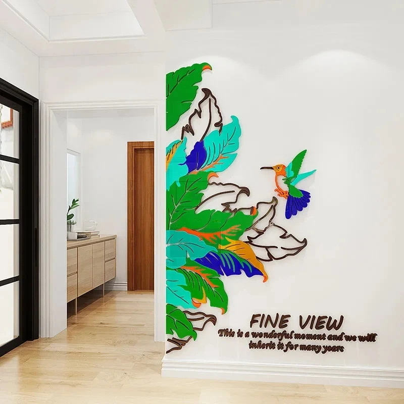 Modern Home Living Room Entrance TV Background Decor Wall Sticker 3D Acrylic Self-adhesive Wall Sticker Bedroom Layout Sticker