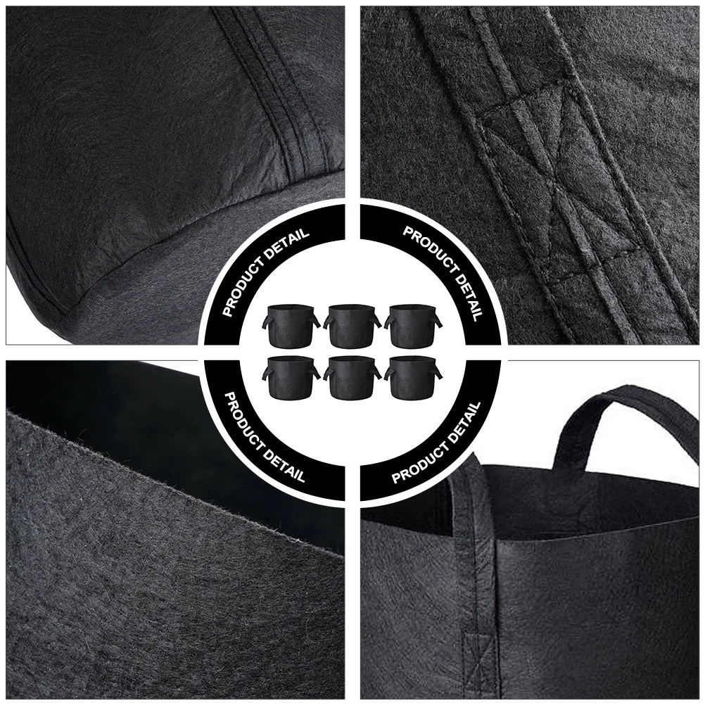 

6 pcs Planting Bag Felt Durable Reusable Grow Container For Herbs Vegetables Succulents Indoor Outdoor Garden Round Pouch