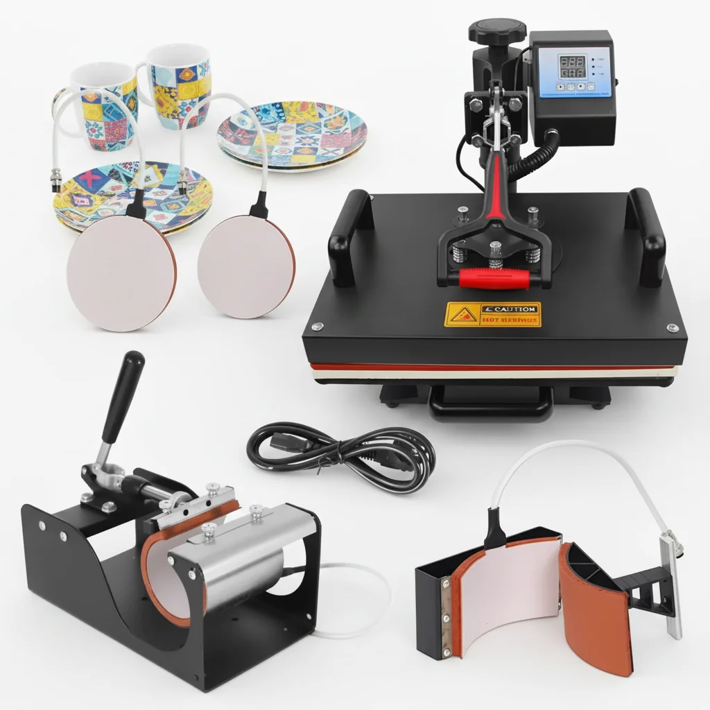 29*38cm 5-in-1 Multi-function Hot Pressing Machine for Heat Transfer Sublimation with Clothing Hats Mugs Plates and Mouse Pads
