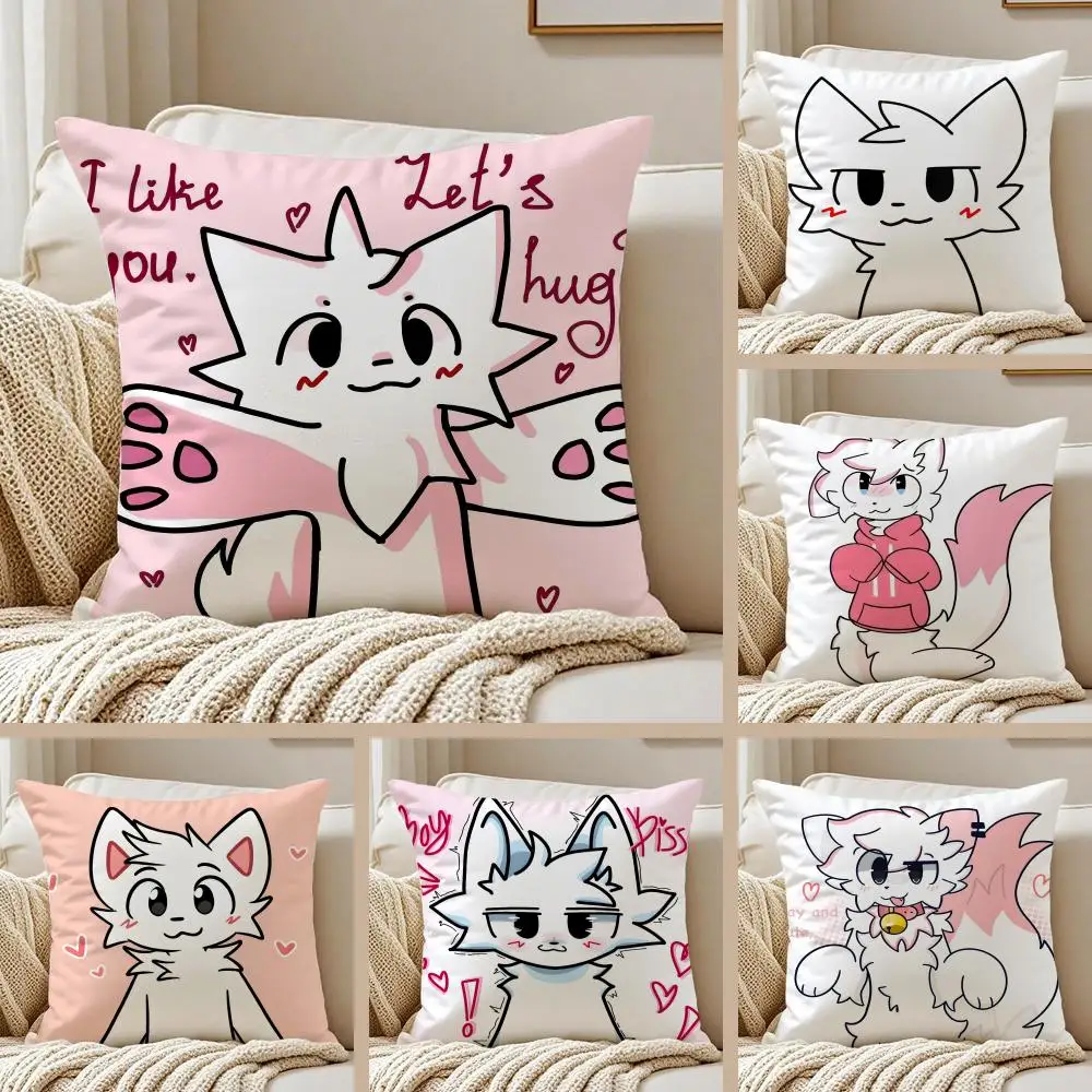 Anime Boykisser Silly Cat Cushion Cover Silky Short Plush Double-Sided Printed Pillow Case for Sofa All Seasons Home Decor Gift