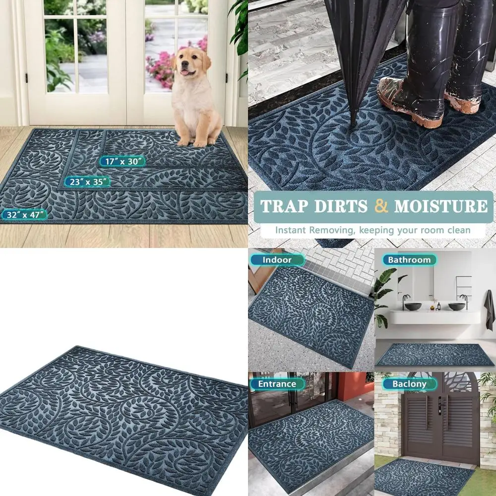 

Прочный синий противоскользящий придверный коврик, толстый впитывающий резиновый, 47x32 дюйма