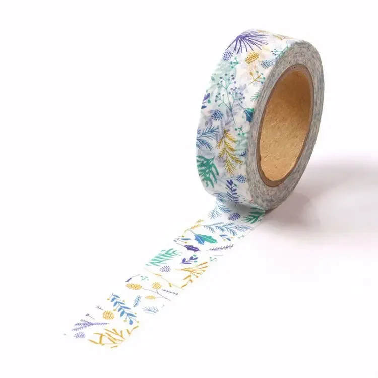 NEW 1X 10M Decor Flower Leaves Japanese Paper Cinta Washi Tape Set for Scrapbooking Masking Tape Cute Journal Kawaii Papelaria