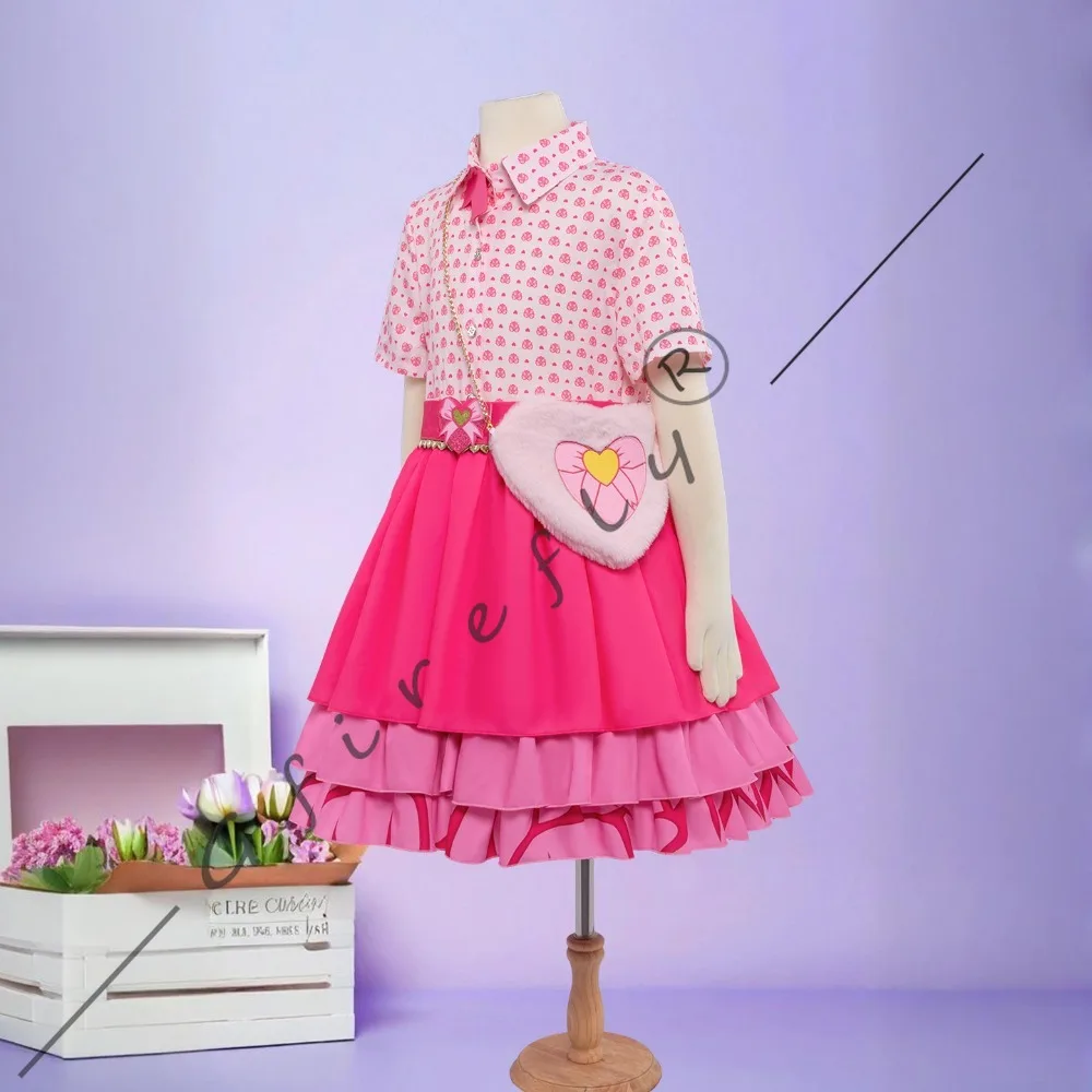 Descendants Princess Pink Cosplay Costume Pink Skirt Outfit Matching Accessories Wig Role‑Play Suit for Halloween Party Stage view 3