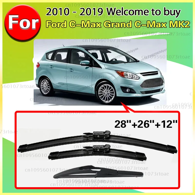 For Ford C-Max Grand C-Max MK2 2010 - 2019 1set Front & Rear Windshield Wiper Blades ‌High-performance wiper‌ 28