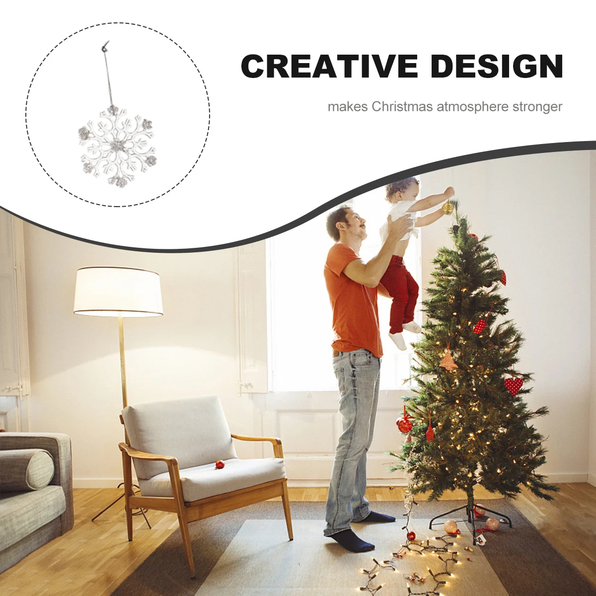 

10Pcs Christmas Tree Ornament Hanging Decor Simulation Snowflake Pendant for Xmas Tree Winter Holiday Decoration