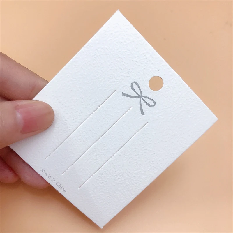 

50PCS White Hairpin Card Trinket Bow Display Cards Cardboard Packing Paper