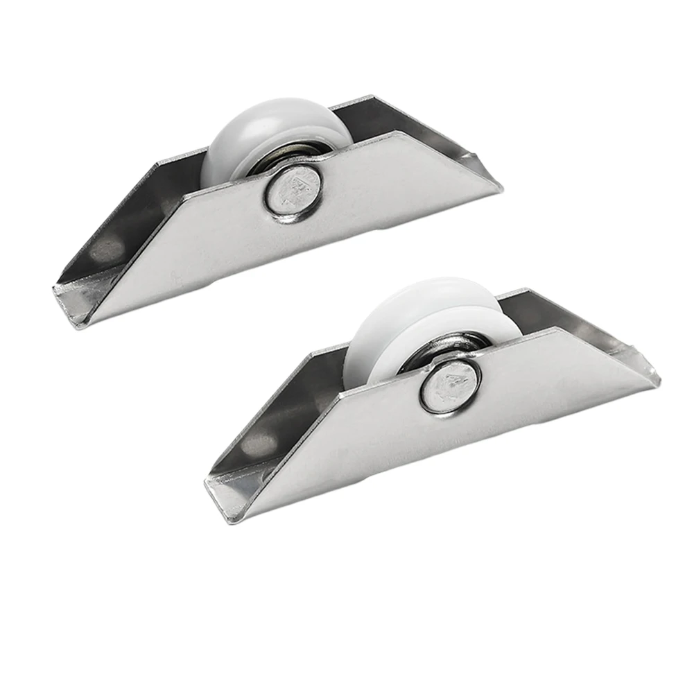 قطعتان من عجلات منزلقة للباب القوي مصممة لأبواب الخزانات الثقيلة مع غلاف من الفولاذ المقاوم للصدأ ومحامل كربون