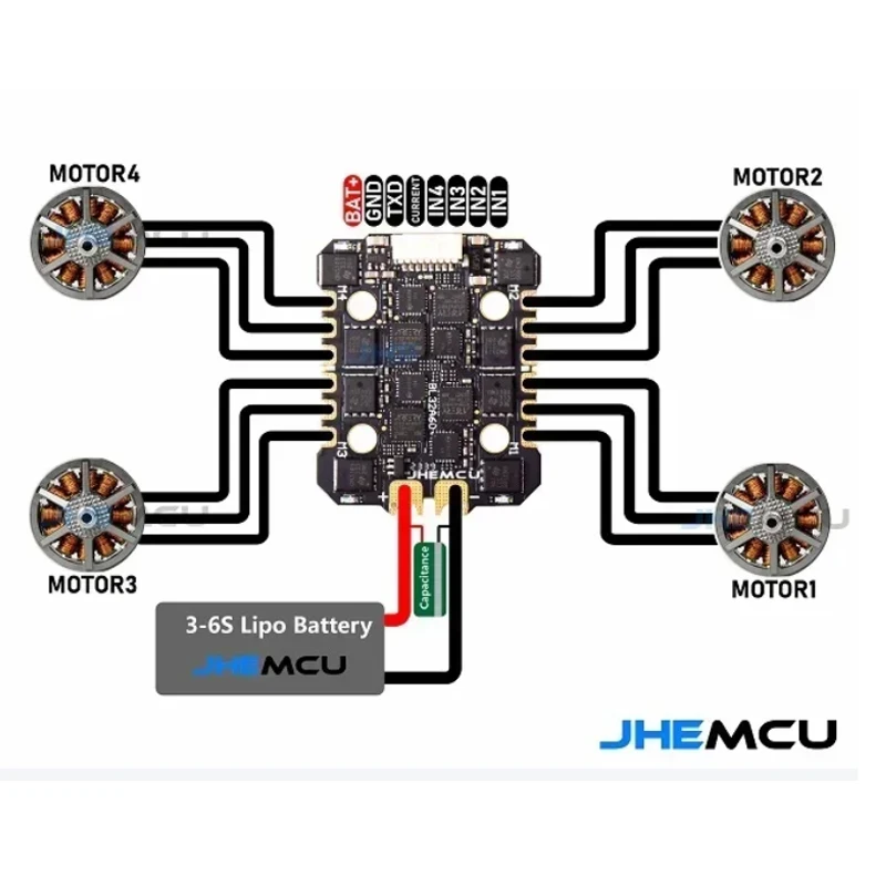 JHEMCU F745 Mini Controlador de Voo Pilha ICM-42688-P F745 Controlador de Voo AM32 60A 4 em 1 ESC 3-6S para Drones RC FPV
