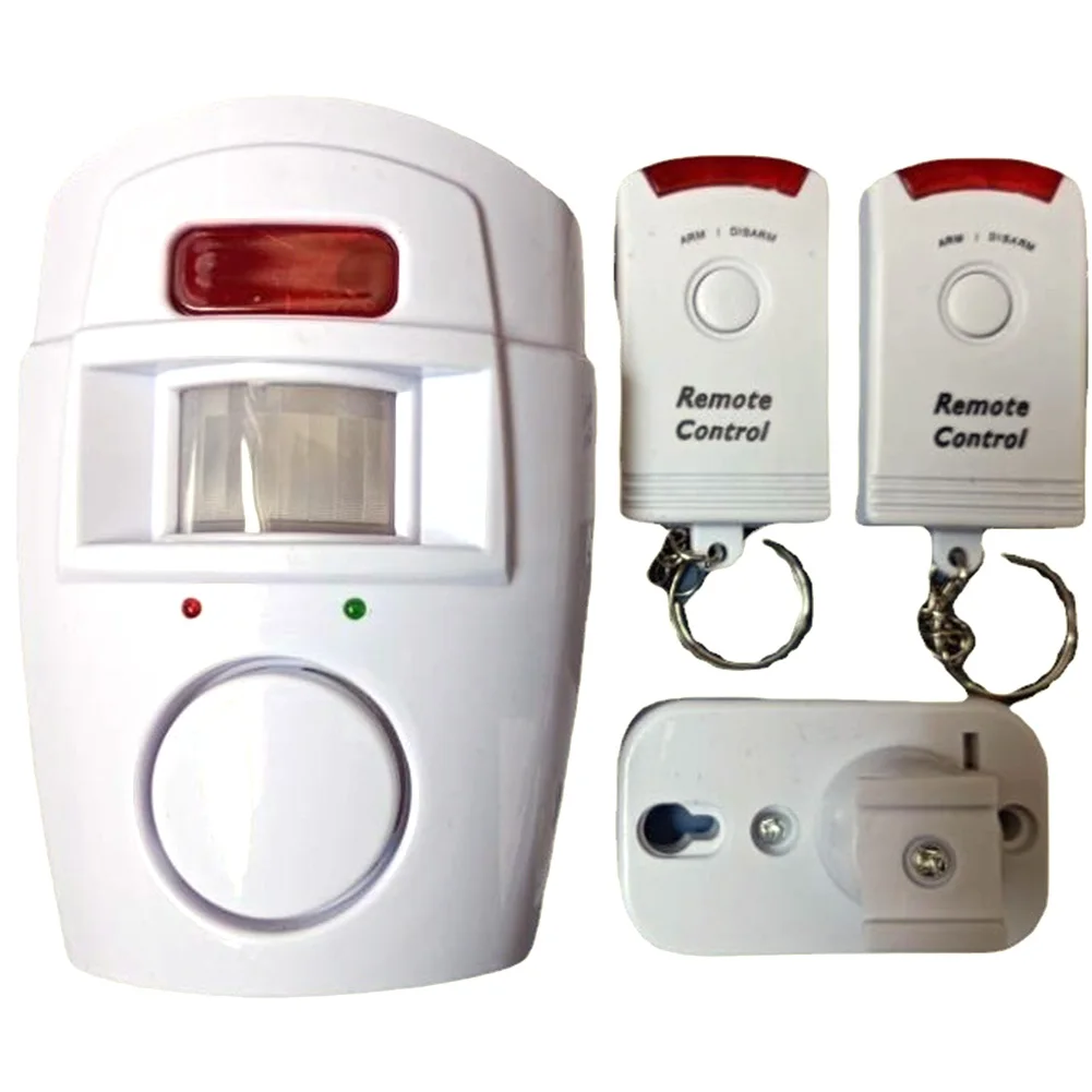 Motion Detector Alarm with 2 Remote Controls PIR Motion Sensor Detector Alarm Battery-powered for Door Shed Garage Caravan