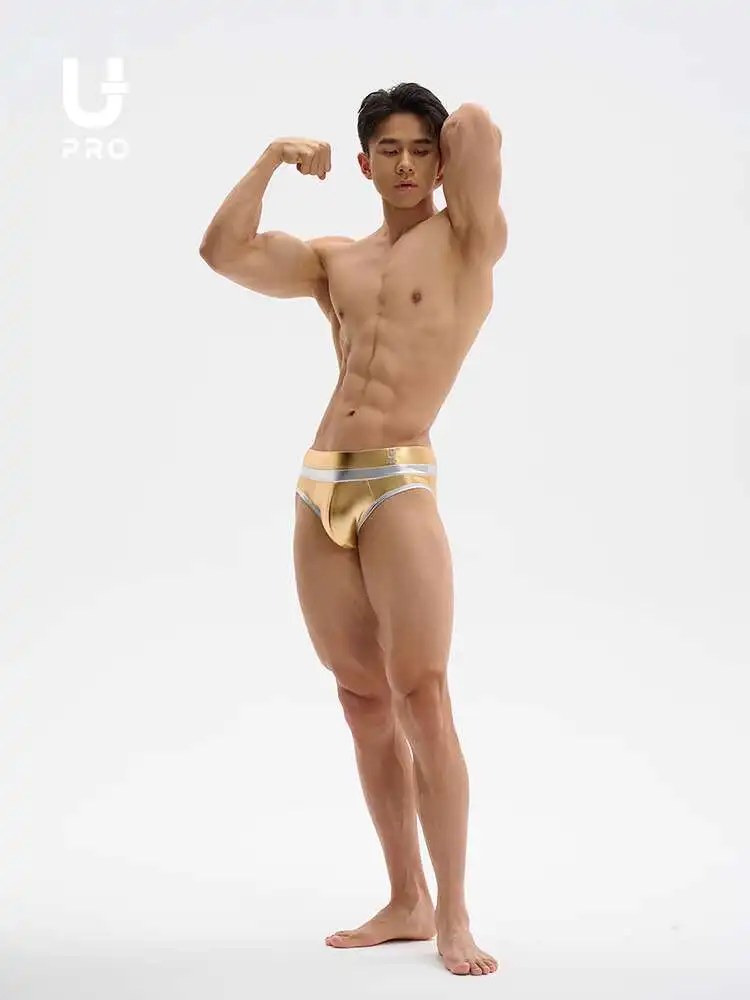 Gold Glossy Sexy Pu Lingerie Panties Plus Size Underwears Men Briefs