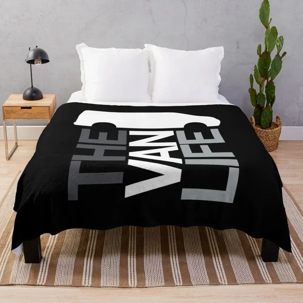 The Van Life Logo : greyscale Throw Blanket Multi-Purpose Designers Blankets