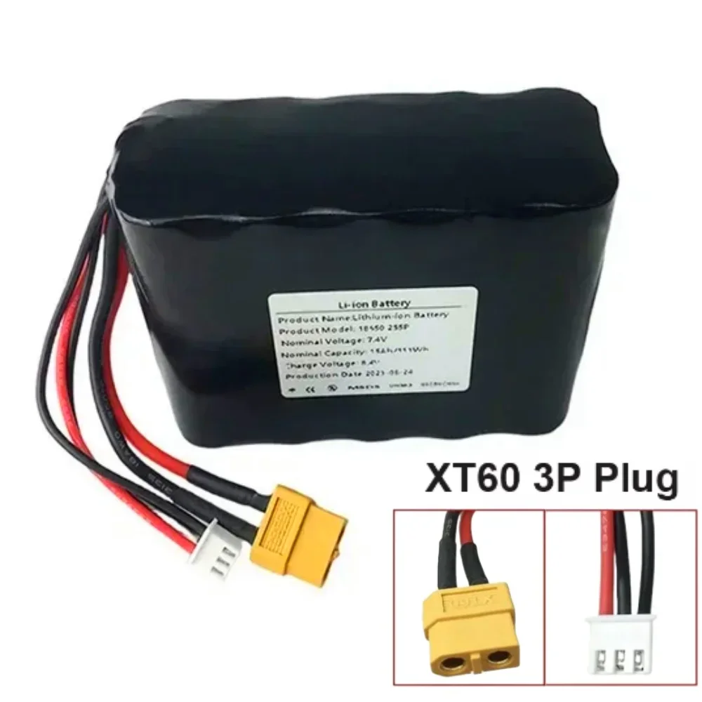 7.4V 15Ah 18650 lithium battery pack 2S5P 15000mAh high current, high power battery for UAV model electric toy car