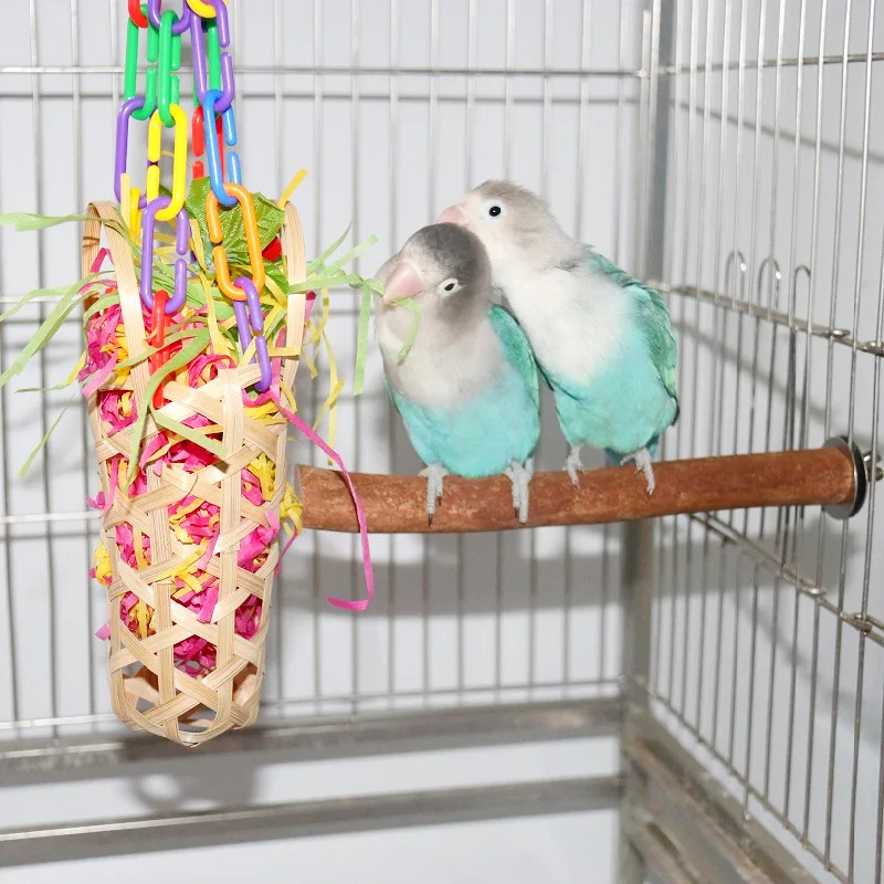 14PCS parrot nibbling toy, bird cage accessories, bird supplies, corn hanging parts, rattan balls, paper bird toys