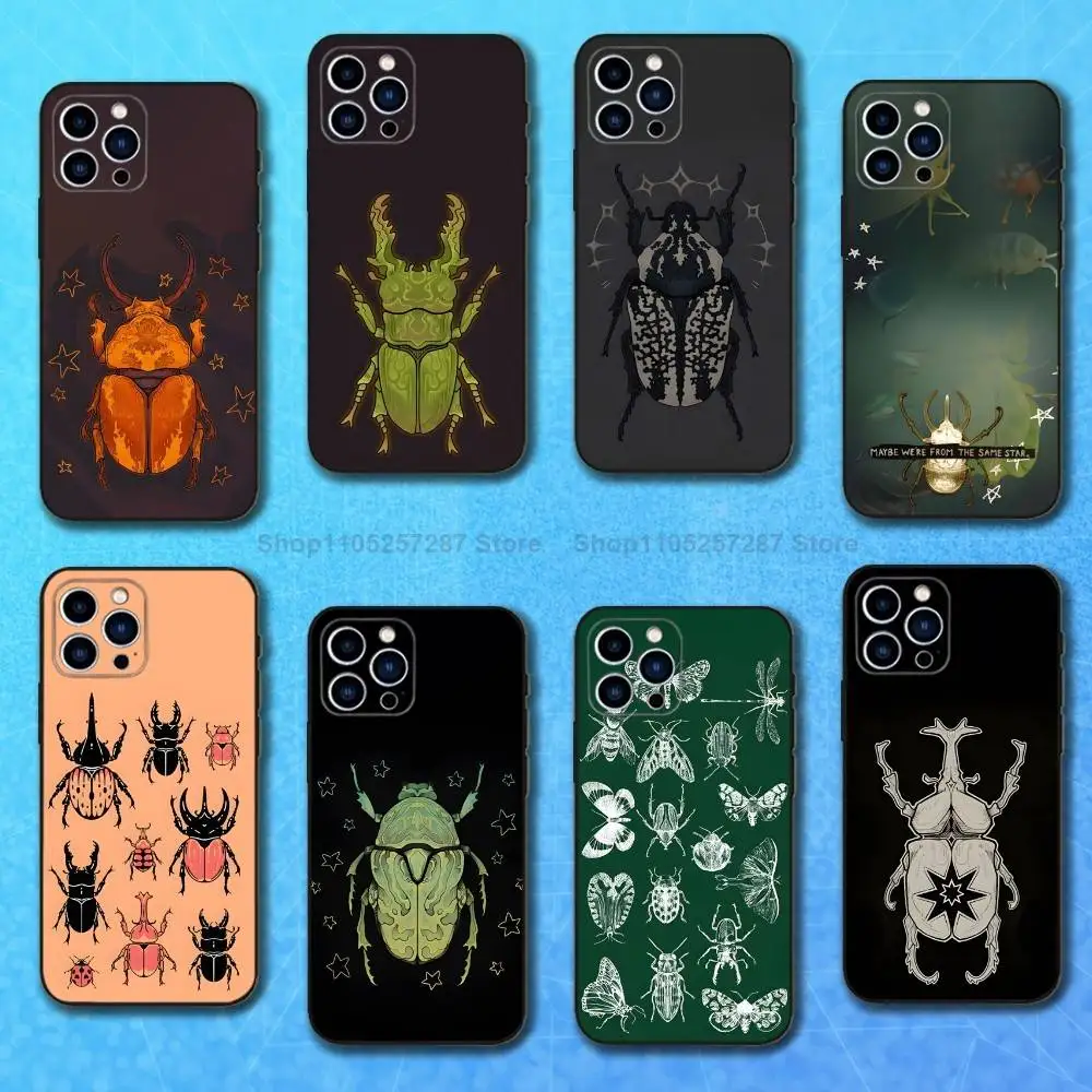 

Bugs And Insects Biology Art For iPhone 13,16,11,14,17,12,15,Plus,Pro Max,XS,X,XR,SE,Mini,8,7,Phone Case Soft Silicone Black