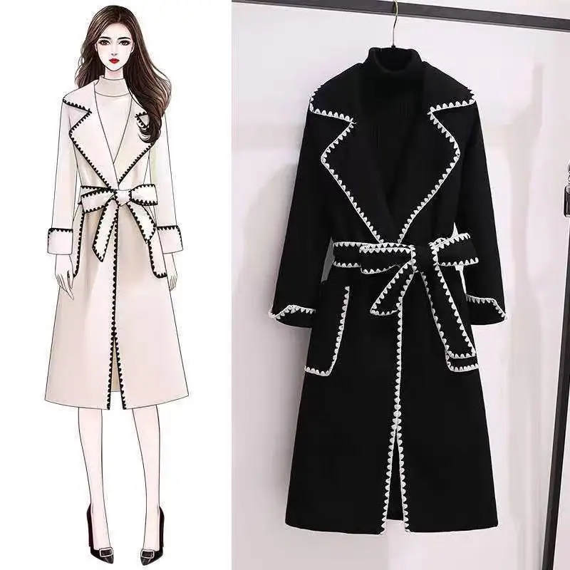 Metal Buckle Woolen Suit Coat for Women 2024 New Autumn Winter High-Grade British Style All-Matching Blazer Jacket