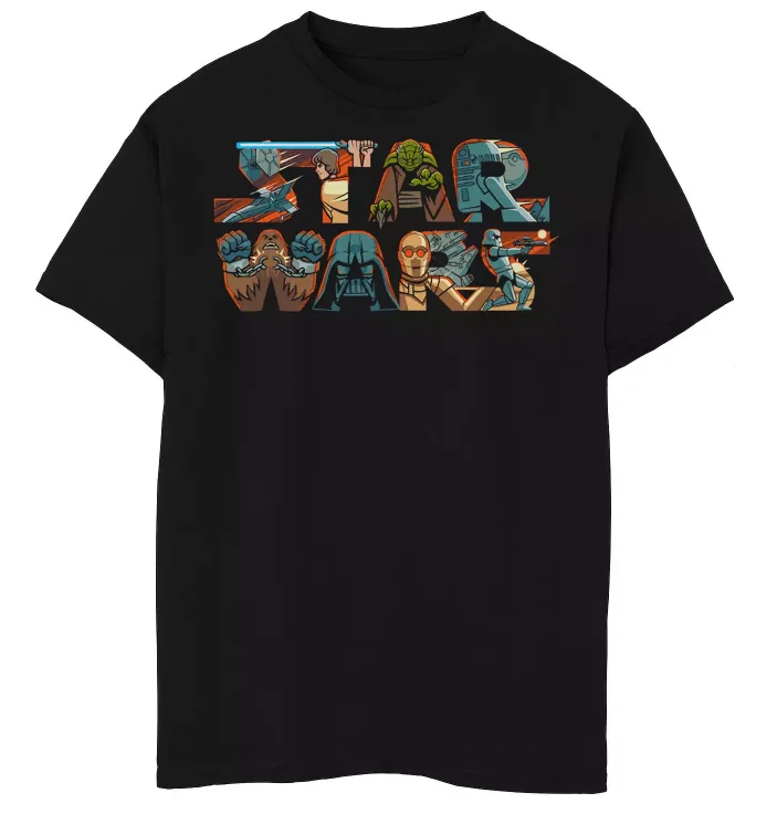 T-shirt à manches courtes pour hommes Star Wars, science-fiction rétro décontracté, badge de personnage Galaxy Distant, style rétro quotidien pour amis