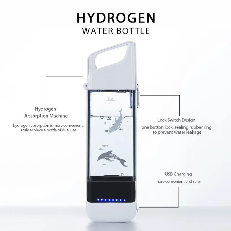 I8 수소 풍부한 물병 SPE & PEM 수소 이온화 장치, 휴대용 물 발생기, 패션 H2 흡입 정수기, 2 인 1