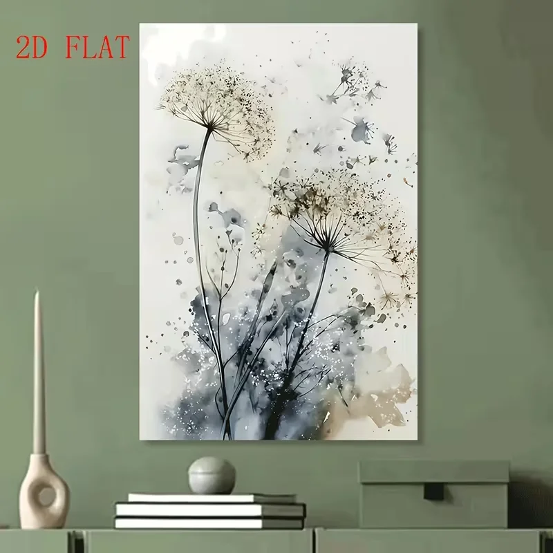 2D Flat, 2D Flat Painting 1pc No Framed Canvas | Posters And Prints | Art Deco Style Canvas Print Watercolor Dandelion Desig