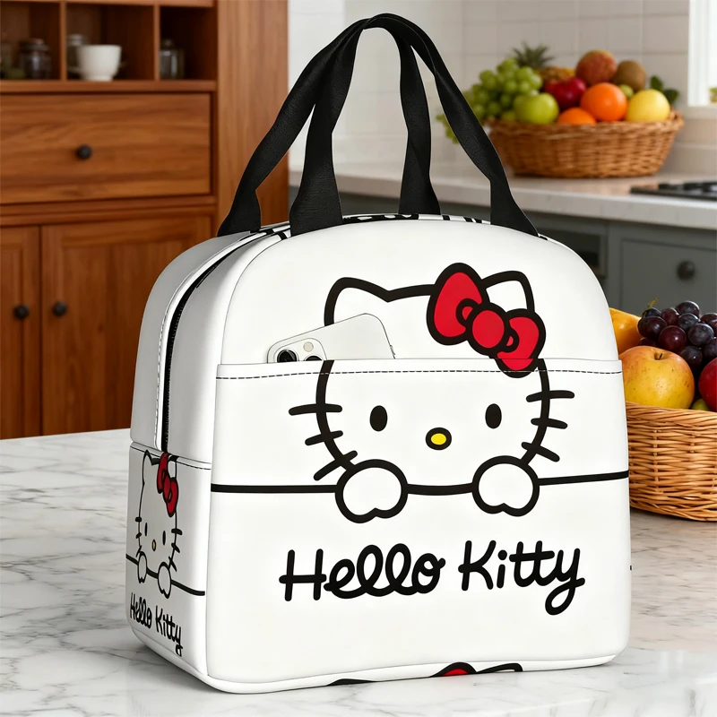 Cartoon Cute Kitty Lunch Bag Large Capacity Lunch Bag Work Bento Bag Tote Bag Waterproof Lunch Box Thermal Insulation Bag
