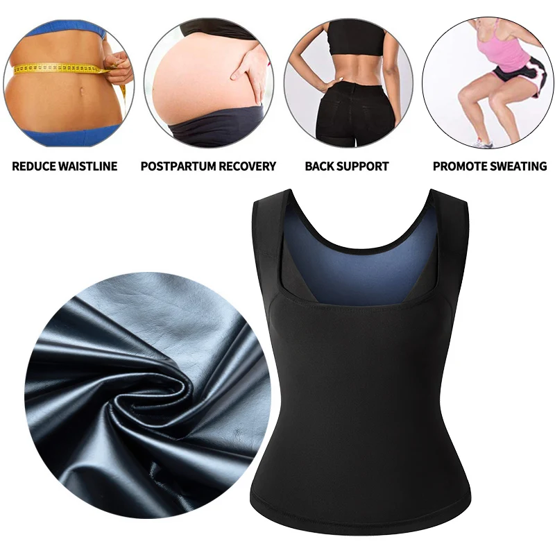 Chaleco térmico para el sudor para hombre y mujer, camiseta sin mangas para Sauna, adelgazante, compresión del vientre, entrenador de cintura, quema