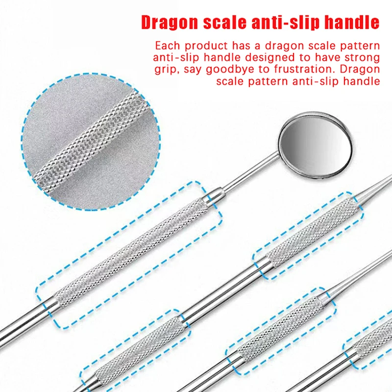 304 الفولاذ المقاوم للصدأ أدوات طب الأسنان الفم مرآة التحقيق الجير حامي نظيفة مكشطة البلاك مزيل العناية بالفم مجموعات الشفافة