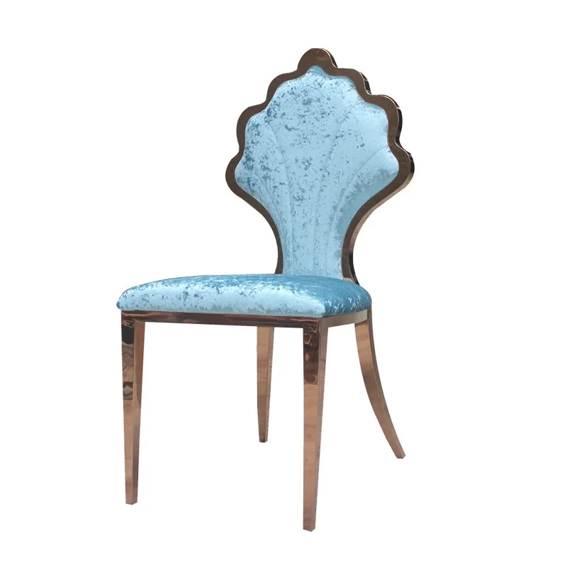 European stainless steel dining chair, modern simple casual pattern back chair, electroplated hotel banquet chair