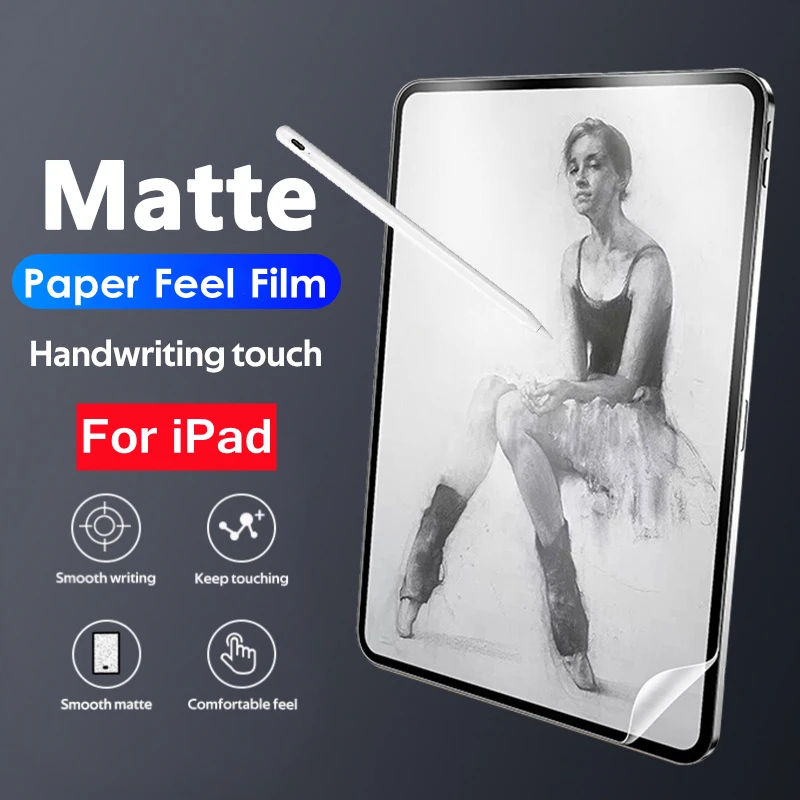 Kertas Terasa Pelindung Layar Matte Perasaan Film untuk Apple iPad 10 9.7 10.5 Mini 4 5 6 Pro 6 11 12.9 2020 2018 1 2 3 Air 4 5 2022