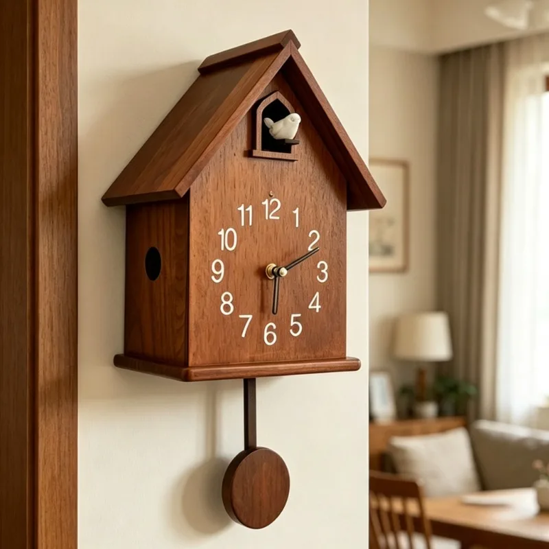 Modern Cuckoo Clock Little‑Bird Hour‑Chime Kids Room Wall Clock Simple Living Room Wall Clocks Room Figurine Home Accessories